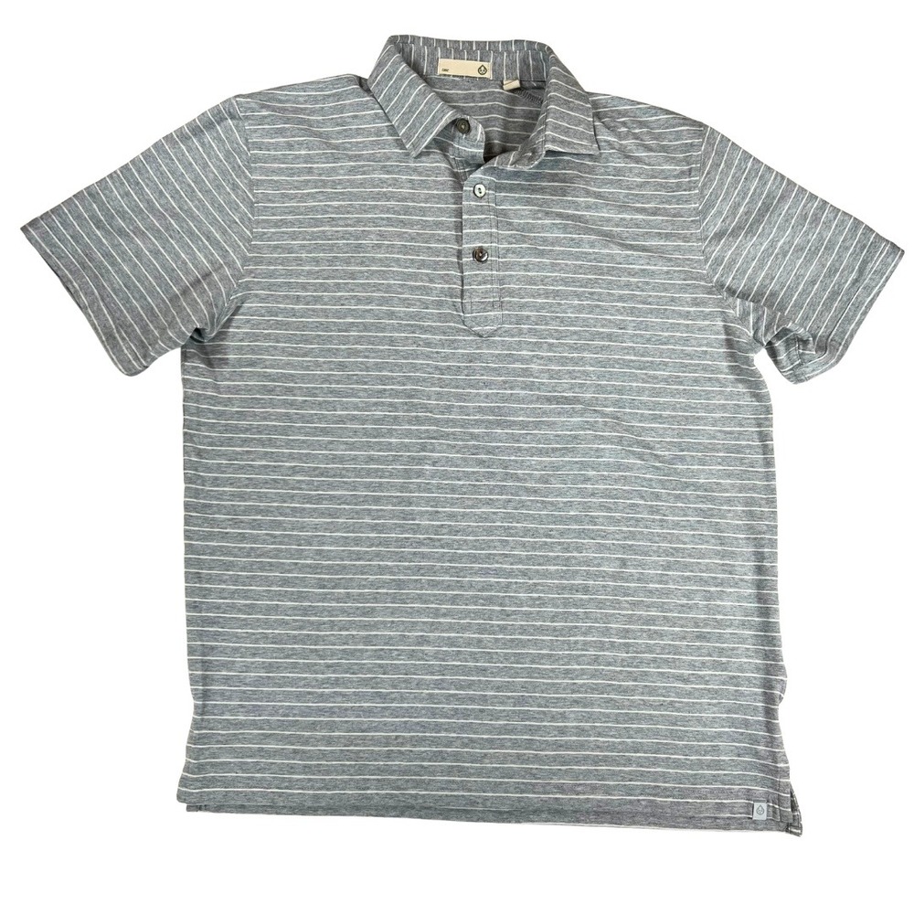 Tasc Performance Polo Shirt Mens‎ Small Gray Striped Organic Cotton
